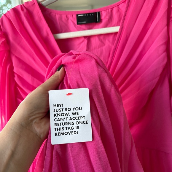 ASOS Design Curve Pleated Bodice Flutter Sleeve Pleat Midi Dress, Hot Pink, 12 - Picture 10 of 10